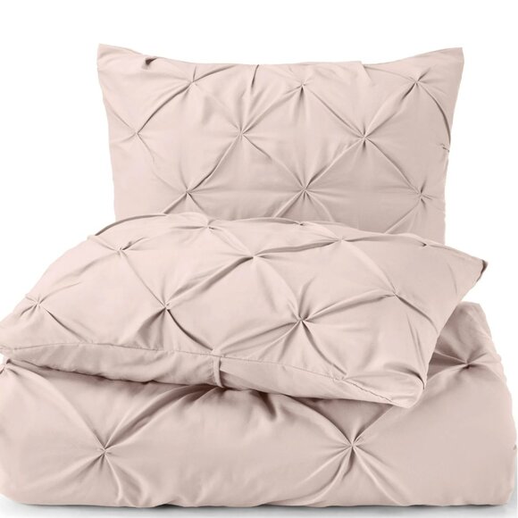 Nestl Pinch Pleat 3-piece Duvet Cover Set Full Size Blush Pink Color New - Picture 4 of 7